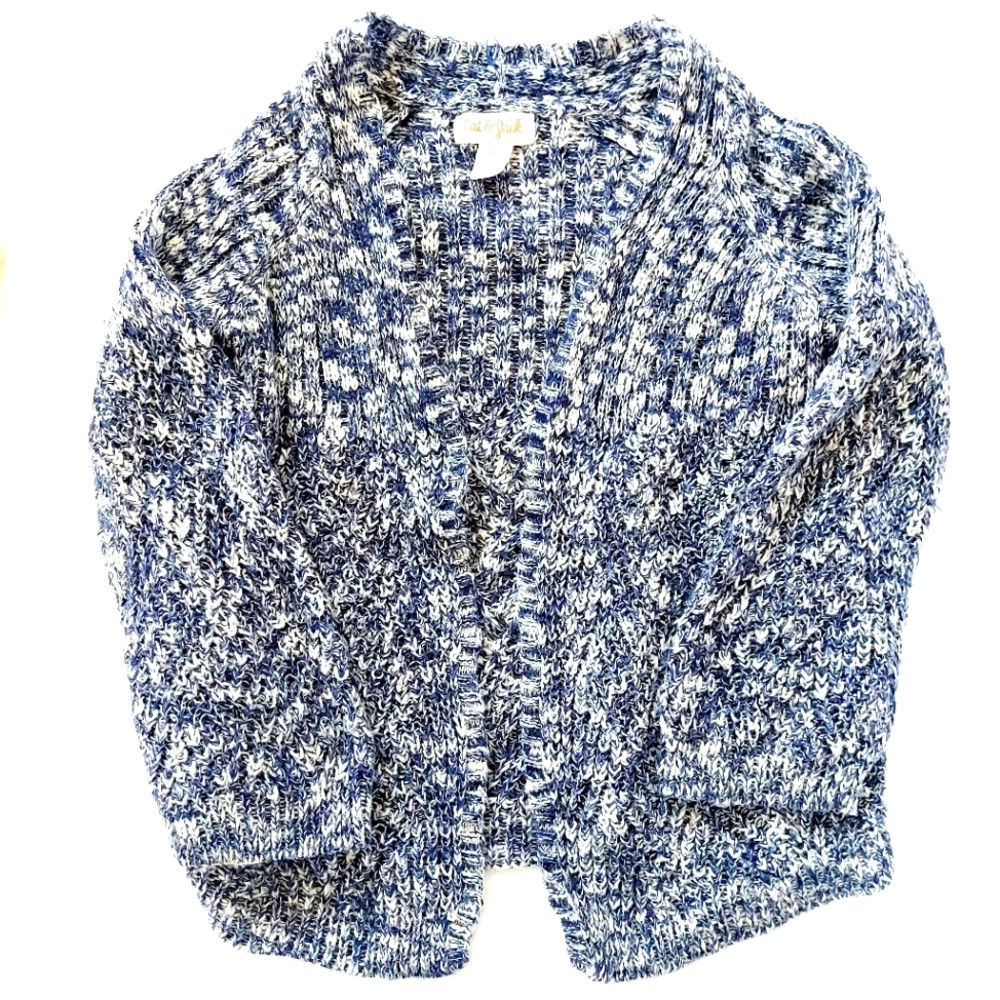 Cozy Navy & White Veriegated Yarn Knit‎ Cardigan Sweater size 4T Cat & Jack